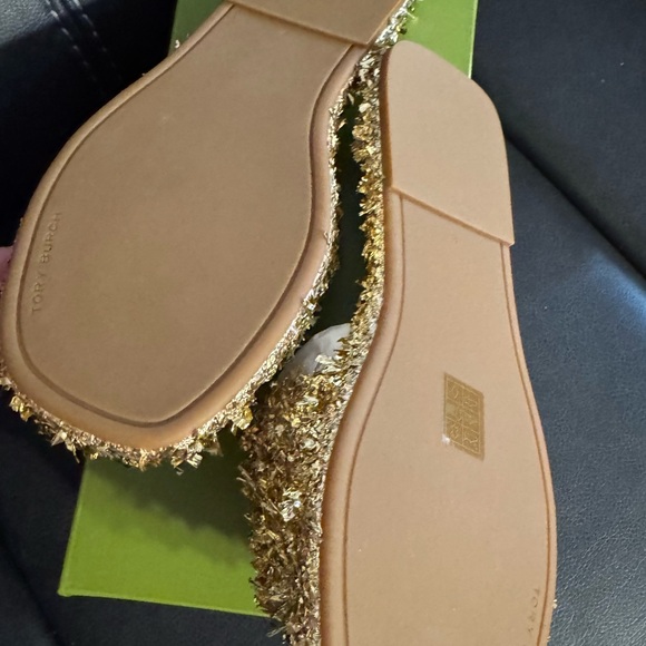 Tory Burch Glittering Gold Slide Sandals - Picture 6 of 9